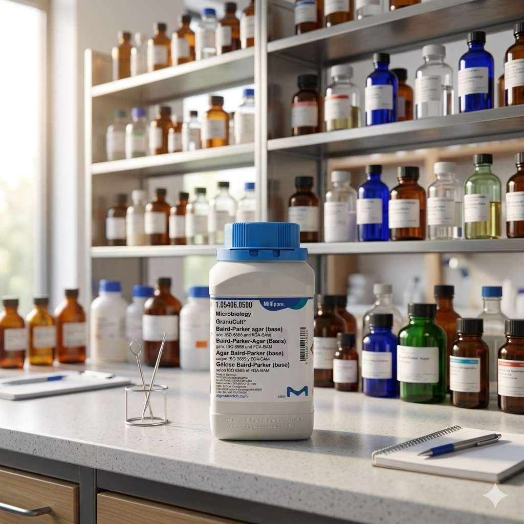 Baird Parker Agar Base Merck Millipore 105406 merupakan media kultur mikrobiologi selektif untuk isolasi dan enumerasi Staphylococcus aureus pada sampel pangan, farmasi, kosmetik, dan lingkungan laboratorium. Cocok digunakan untuk kebutuhan QC, penelitian, pendidikan, dan laboratorium industri sesuai standar ISO dan FDA-BAM.